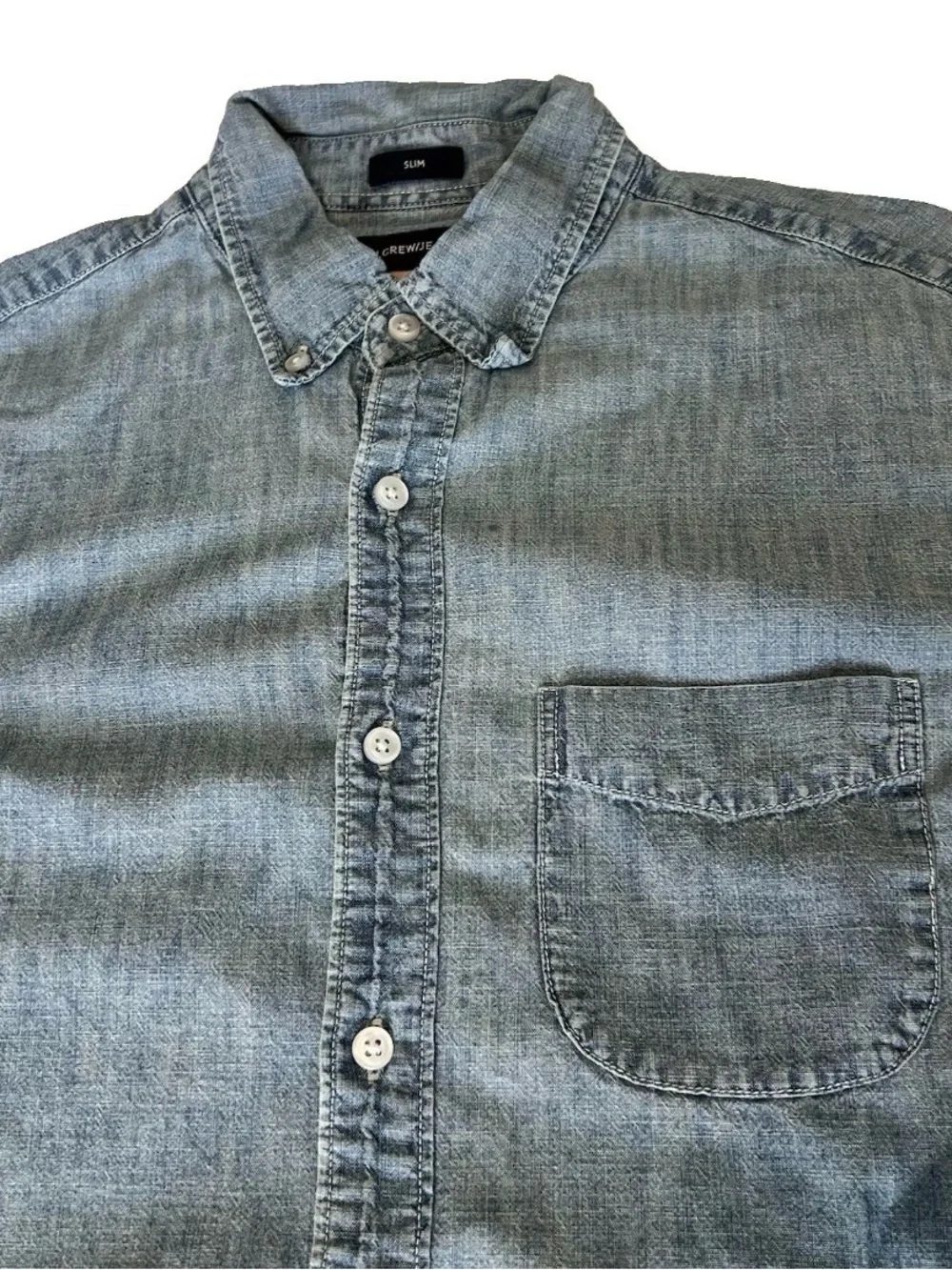 J Crew Shirt Mens Medium Slim Chambray Denim Button Down Blue Casual Business